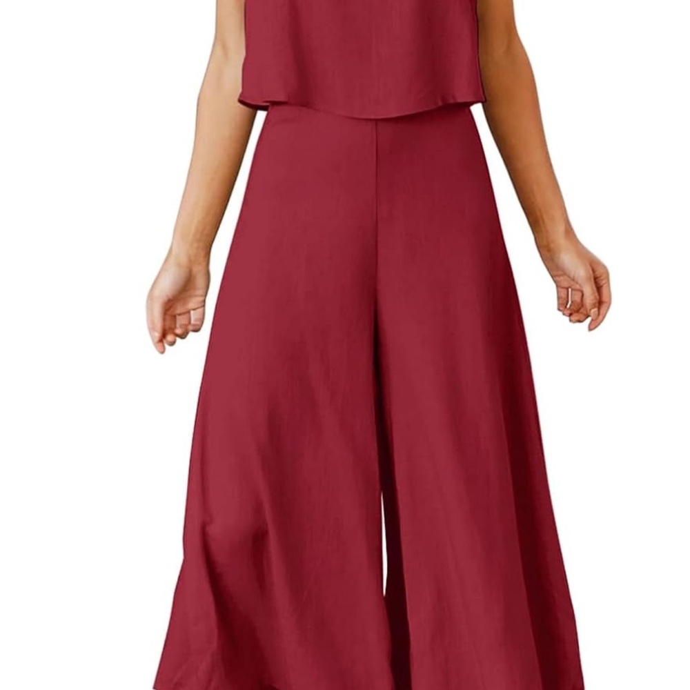 Chic Wine Red Sleeveless Jumpsuit
